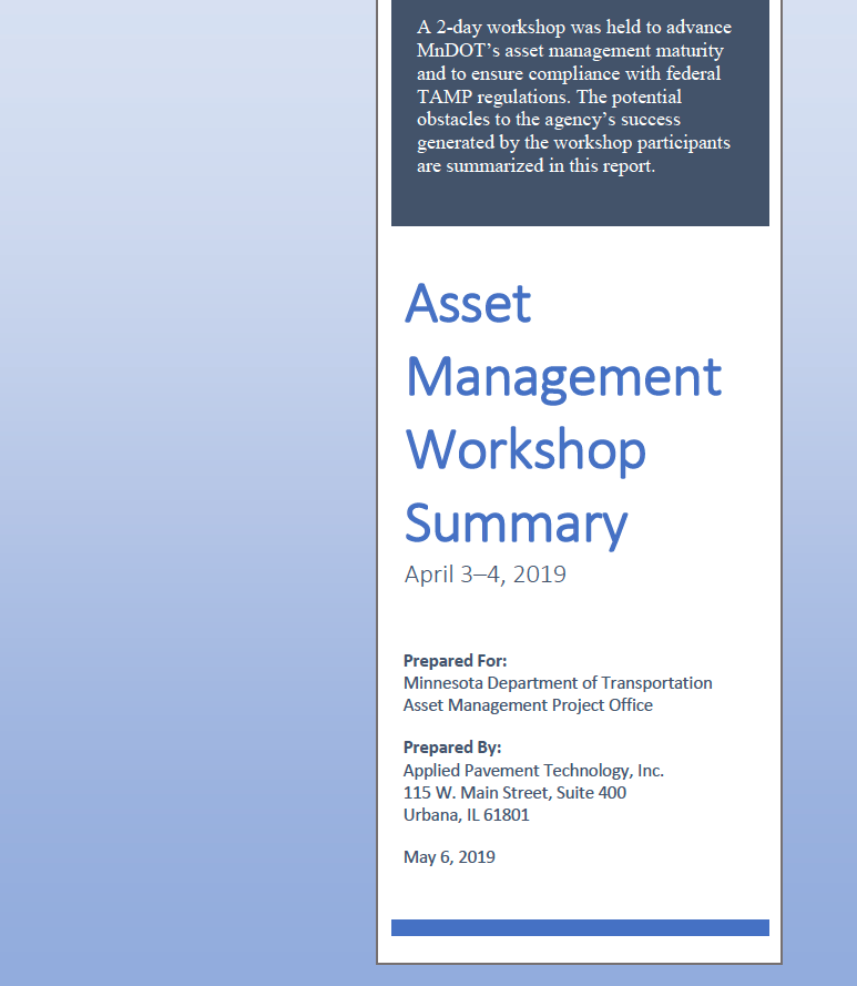 Asset Management Workshop Summary (title page)